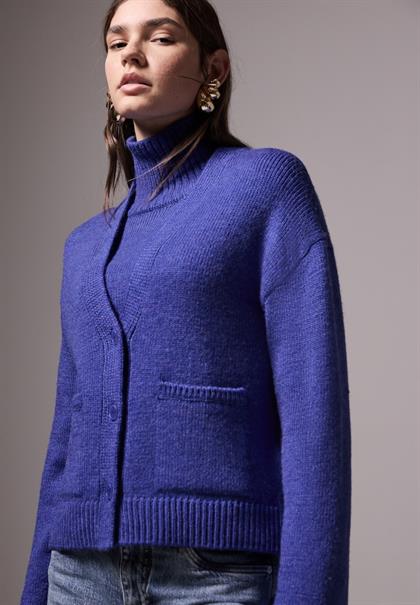 Cropped Cardigan force blue mel.