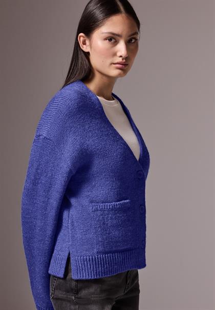 Cropped Cardigan force blue mel.