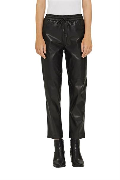 Cropped Hose in Leder-Optik mit Kordelzugbund black