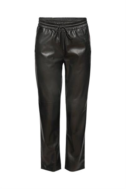 Cropped Hose in Leder-Optik mit Kordelzugbund black