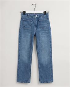 Cropped Jeans mit ausgestelltem Bein mid blue broken in