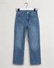 Cropped Jeans mit ausgestelltem Bein mid blue broken in