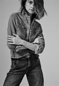 Cropped Jeans Overshirt light blue wash