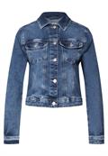 Cropped Jeansjacke dark blue random washed