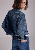Cropped Jeansjacke dark blue random washed