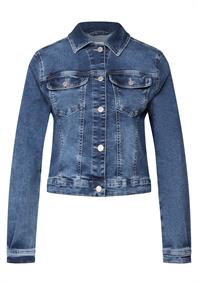 Cropped Jeansjacke dark blue random washed