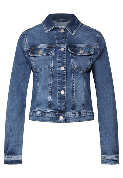 Cropped Jeansjacke dark blue random washed