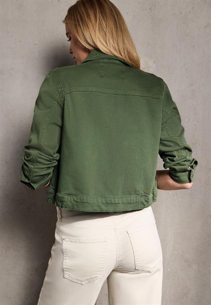 Cropped Jeansjacke green wash