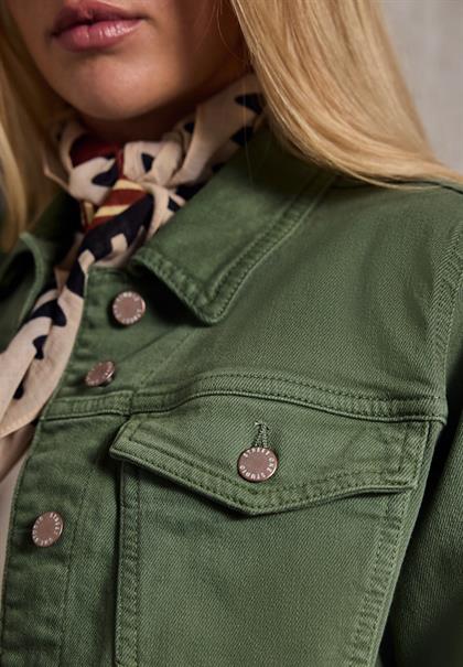 Cropped Jeansjacke green wash