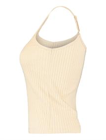 Cropped-Top in Ripp-Optik beige marl