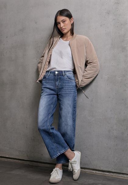 Cropped Wide Leg Jeans medium blue wash