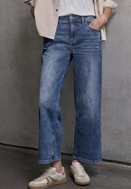 Cropped Wide Leg Jeans medium blue wash