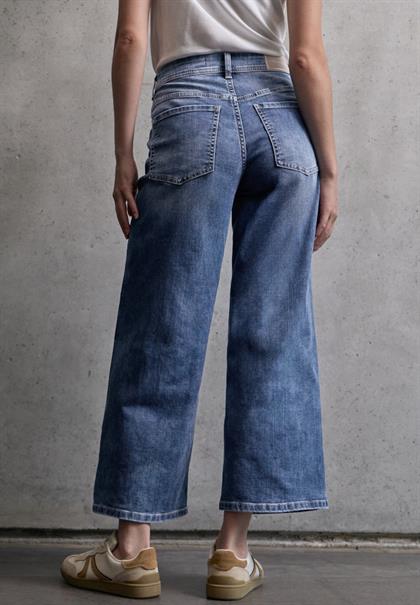 Cropped Wide Leg Jeans medium blue wash