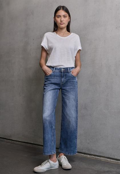 Cropped Wide Leg Jeans medium blue wash