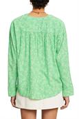 Crêpe-Bluse mit V-Ausschnitt und Print citrus green