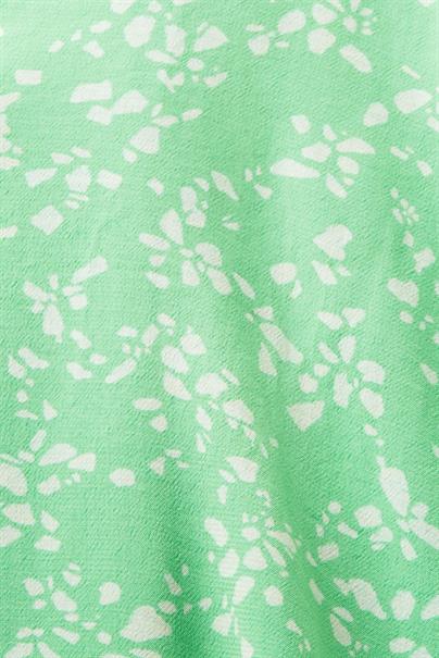 Crêpe-Bluse mit V-Ausschnitt und Print citrus green