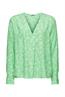 Crêpe-Bluse mit V-Ausschnitt und Print citrus green