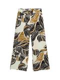 Culotte Hose mit Leinenanteil neutral cut leaves design