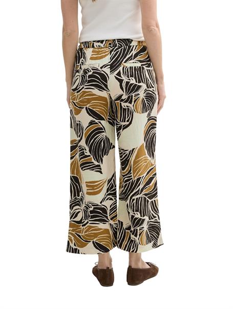 Culotte Hose mit Leinenanteil neutral cut leaves design