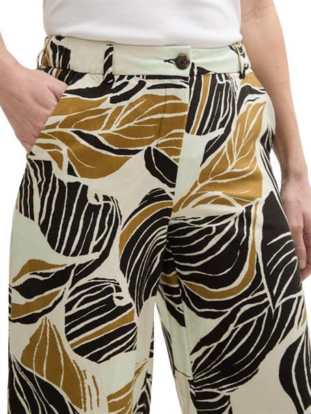 Culotte Hose mit Leinenanteil neutral cut leaves design