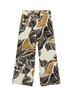 Culotte Hose mit Leinenanteil neutral cut leaves design