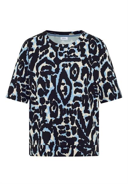 Cupro Touch Print-Shirt urban dark blue