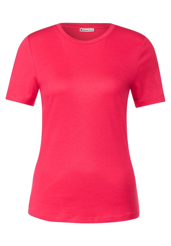 Street One Damen T-Shirt Damenshirt mit Rundhals coral blossom bequem  online kaufen bei
