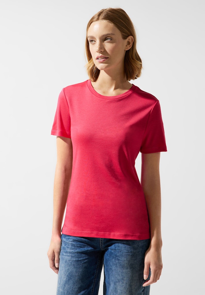 Street One Damen T-Shirt bei bequem coral online kaufen Rundhals mit Damenshirt blossom