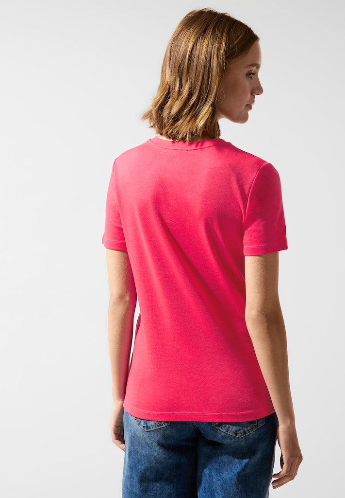 Street One Damen T-Shirt Damenshirt mit Rundhals coral blossom bequem  online kaufen bei | V-Shirts