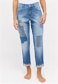 DARLEEN CROP TU PATCH light blue used destroyed