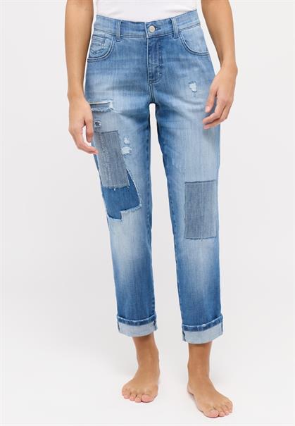 DARLEEN CROP TU PATCH light blue used destroyed