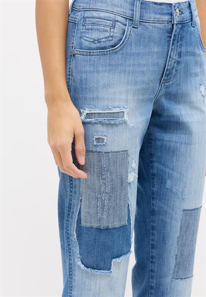 DARLEEN CROP TU PATCH light blue used destroyed