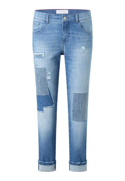 DARLEEN CROP TU PATCH light blue used destroyed