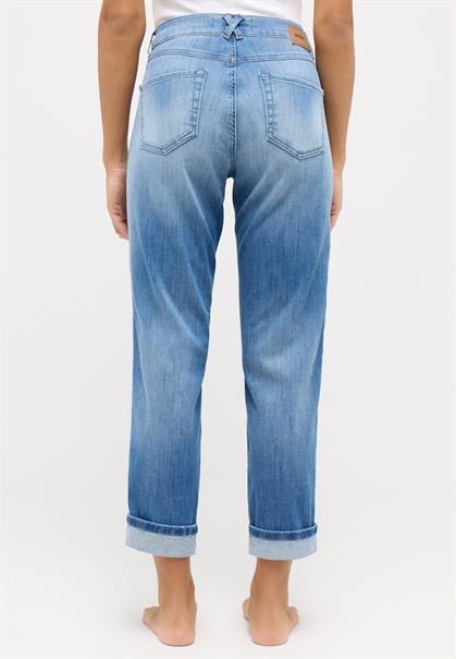 DARLEEN CROP TU PATCH light blue used destroyed