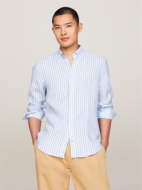 DC BOLD LINEN STRIPE SHIRT blue spell - optic white