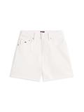 Denim Straight Leg Mom Shorts denim white