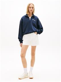 Denim Straight Leg Mom Shorts denim white