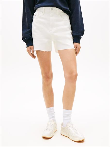 Denim Straight Leg Mom Shorts denim white