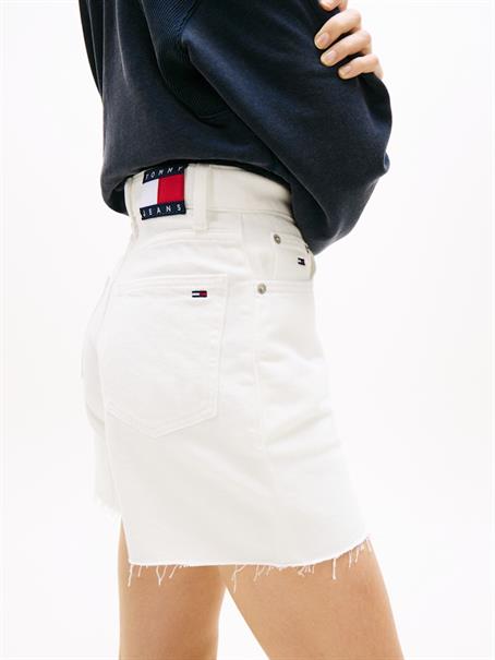 Denim Straight Leg Mom Shorts denim white