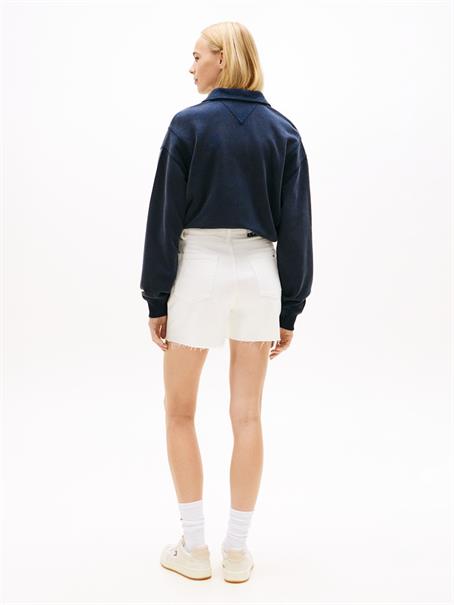 Denim Straight Leg Mom Shorts denim white