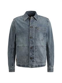 DENIM WORKER JACKET cross hatch blue