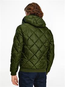 DIAMOND QUILTED HOODED JACKET olivewood