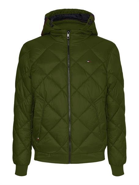 DIAMOND QUILTED HOODED JACKET olivewood