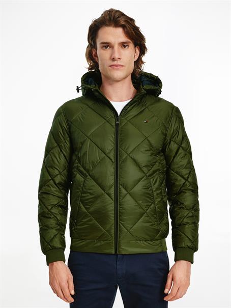 DIAMOND QUILTED HOODED JACKET olivewood