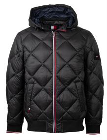 DIAMOND QUILTED HOODED JACKET schwarz1