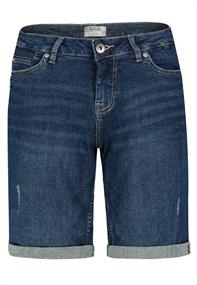 DOB Bermuda, casual fit, mid waist, 5-pocket,Biesen an Taschen, Reißverschluss-Hosenschlitz, spez. c dark blue denim d256