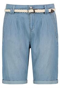 DOB Bermuda mit Falten vorn, Doppelbund mit Gürtelschräge Eingriffstaschen,Aufschlagaufgesetzte Gesä light blue denim l91