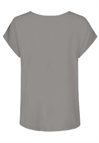DOB Bluse, Rundhals mit Piping, überschnittene Schultern, angeschnittene Ärmel, runder Saum,RT länge taupe