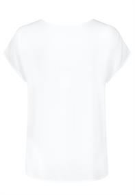 DOB Bluse, Rundhals mit Piping, überschnittene Schultern, angeschnittene Ärmel, runder Saum,RT länge white