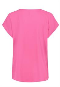 DOB Bluse, Rundhals mit PipingSchultern, angeschnittene Ärmel, runder Saum,RT länger als VT pink